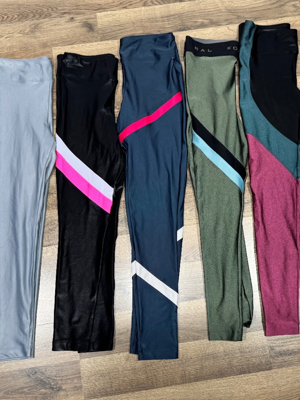 Koral High Rise Legging Athletic Yoga 7/8 Shiny Green Black Pink LARGE Lot Of 5